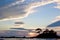 Island Silhouette at Sunset off Japanese Coast