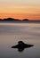 Island sunrise silhouette