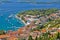 Island town of Hvar aerial view