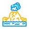 island with volcano color icon vector illustration
