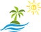 Island, water and sun, travel and tourism logo