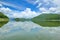 The Islands and mountains on reservior in dam. On the day of clouds and cloud reflection in the beautiful water of  KaengKrachan