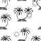 Islands with palm trees. Drawing sketch. Seamless pat tern.