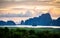 Islands at Samed Nang Chee beach at sunrise