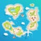 Islands top aerial view - travel tourism vector illustration