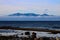 Isle of Arran Emerging from Low Cloud from Seamill Beach Scotland