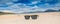 Isle of Harris landscape - sunglasses on a beach, beautiful endless sandy beach and turquoise ocean