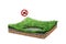 Isle. Sign ban fishing, lake. 3d illustration