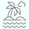 Isle thin line icon. Island line beach palm and sea illustration isolated on white. Tropical or deserted island with