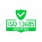 ISO 13485 Certified badge, icon. Certification stamp. Flat design vector.