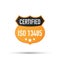 ISO 13485 Certified badge, icon. Certification stamp. Flat design vector. Vector illustration.