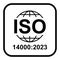 Iso 14000 2023 icon. Environmental Management. Standard quality symbol. Vector button sign isolated on white background