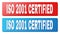 ISO 2001 CERTIFIED Caption on Blue and Red Rectangle Buttons
