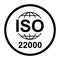 Iso 22000 icon. Food Management Systems. Standard quality symbol. Vector button sign isolated on black background