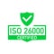 ISO 26000 Certified badge, icon. Certification stamp. Flat design vector.