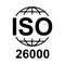 Iso 26000 icon. Social Responsibility. Standard quality symbol. Vector button sign isolated on white background