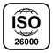 Iso 26000 icon. Social Responsibility. Standard quality symbol. Vector button sign isolated on white background