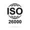 Iso 26000 icon. Social Responsibility. Standard quality symbol. Vector button sign isolated on white background