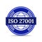 ISO 27001 international Standardize organization label badge design. Flat color vector.