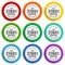 Iso 27001 vector icons, set of colorful flat design buttons for webdesign and mobile applications