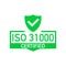 ISO 31000 Certified badge, icon. Certification stamp. Flat design vector.