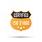 ISO 31000 Certified badge, icon. Certification stamp. Flat design vector. Vector illustration.