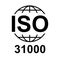 Iso 31000 icon. Standard quality symbol. Vector button isolated on black background