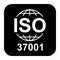 Iso 37001 icon. Anti-Bribery Management Systems. Standard quality symbol. Vector button sign isolated on black background