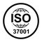 Iso 37001 icon. Anti-Bribery Management Systems. Standard quality symbol. Vector button sign isolated on black background