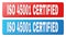 ISO 45001 CERTIFIED Caption on Blue and Red Rectangle Buttons