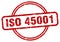 iso 45001 stamp. iso 45001 round vintage grunge label.