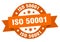 iso 50001 round ribbon isolated label. iso 50001 sign.
