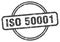 iso 50001 stamp. iso 50001 round vintage grunge label.