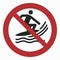 ISO 7010 registered safety signs graphical symbols pictogram prohibition No surf craft