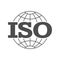 ISO 9001 certification stamp. Flat style, simple design