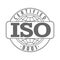 ISO 9001 certification stamp. Flat style, simple design