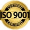 ISO 9001 certified golden label, vector