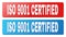ISO 9001 CERTIFIED Title on Blue and Red Rectangle Buttons
