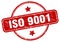 iso 9001 stamp. iso 9001 round vintage grunge label.