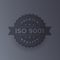 ISO 9001 vector badge, dark metallic version