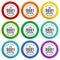 Iso 9001 vector icons, set of colorful flat design buttons for webdesign and mobile applications