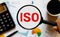 ISO acronym, inscription. Standard and security control