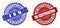 ISO CERTIFICATION Blue and Red Rounded Seals with Distress Surfaces