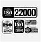 ISO standards quality control. ISO 22000 certified vector icon set