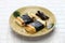 Isobeyaki, grilled mochi japanese rice cake wrapped in nori seaweed