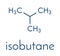 Isobutane i-butane, methylpropane alkane molecule. Used as refrigerant in freezers and refrigerators and as propellant in.