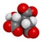 Isocitric acid molecule. 3D rendering. Atoms are represented as spheres with conventional color coding: hydrogen (white), carbon (