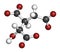 Isocitric acid molecule. 3D rendering. Atoms are represented as spheres with conventional color coding: hydrogen (white), carbon (