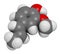 Isoeugenol fragrance molecule. 3D rendering. Atoms are represented as spheres with conventional color coding: hydrogen (white),