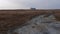 Isolate church at yellow grass mountain with misty flat sky at morning from different angle